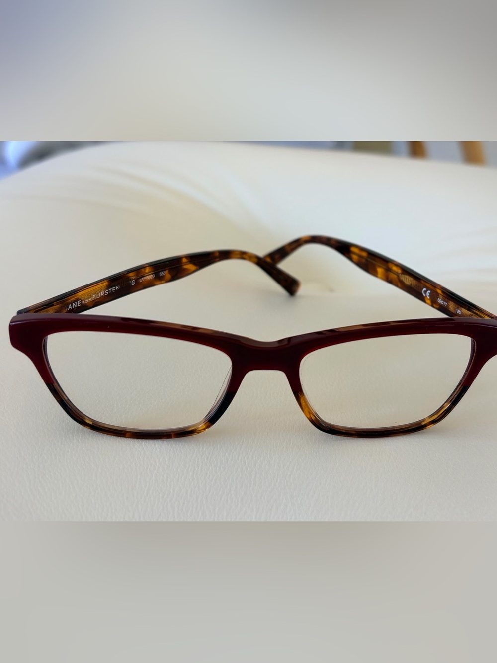 Diane Von Furstenberg Burgundy and Tortoiseshell Cat-Eye Glasses